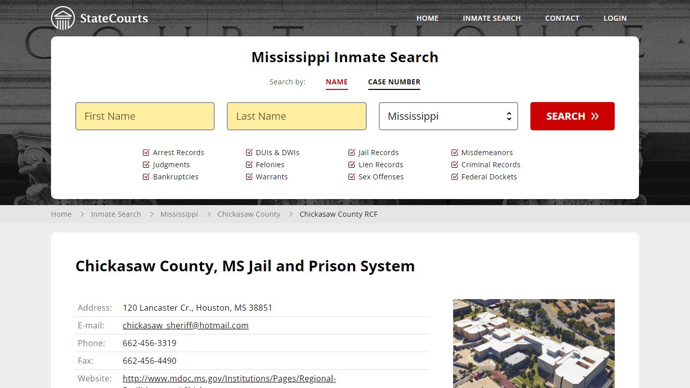 Chickasaw County, MS Jail and Prison System - State Courts